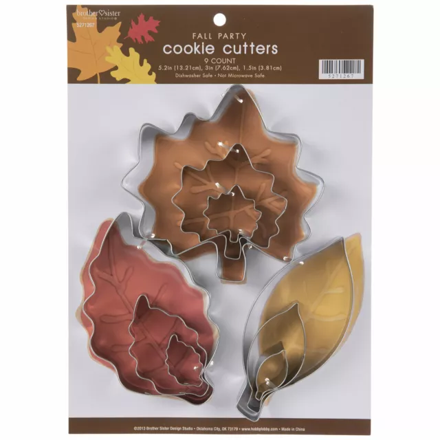 9 Piece Leaves Leaf Metal Cookie Cutter Set Fall Oak Maple All Sizes Autumn NEW
