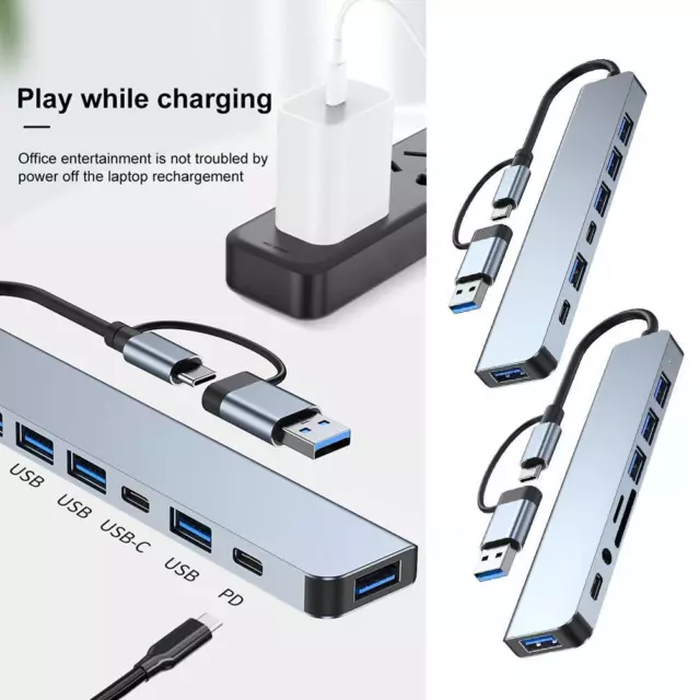 1PC 3-Port USB Hub with Built-in Cable Portable Data Hub Extender Cord  Charging Power Port for Charge Devices, Gaming Controller, PC Mouse, Laptop  Webcam, Printer, Scanner, USB Flash Drives 30cm/120cm