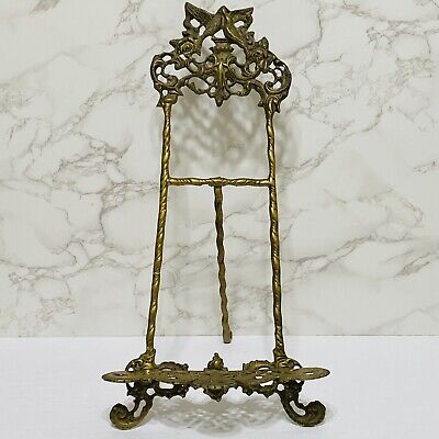 Large 16” Vintage Antique Cast Iron Brass Victorian Birds Easel Stand Ornate
