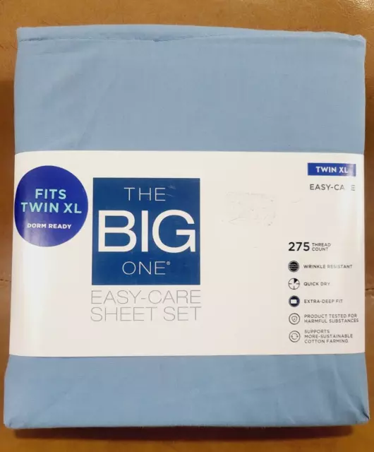 The Big One Easy-Care Kohls Bed 3 Pc Sheet Set Blue Size Twin XL 275 Thread Ct