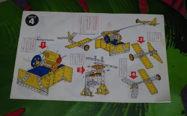 MECCANO NOTICE DE MONTAGE n° 4 MANUEL de 16 pages boite 4 TRES BON ETAT ex n° 3