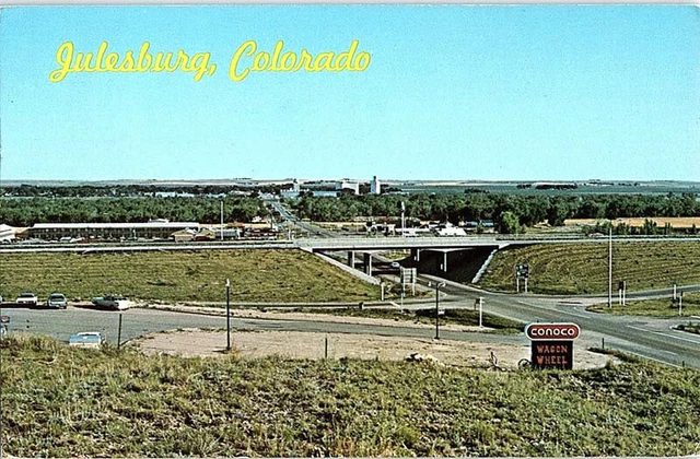 Postcard HIGHWAY SCENE Julesburg Colorado CO AJ4367