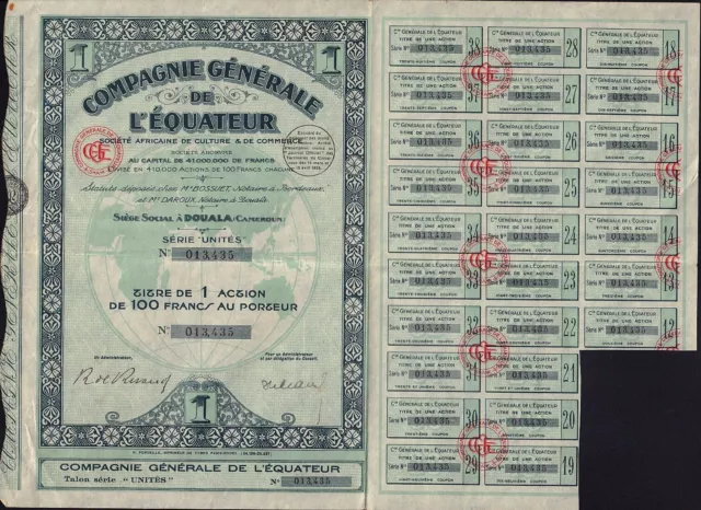 AFRICA  CAMEROON  Compagnie Generale de l'Equateur Douala 1935