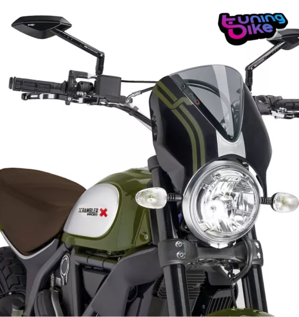 Puig Cupolino Retro Ducati Scrambler Desert Sled 17-22 Fume Chiaro-Nero