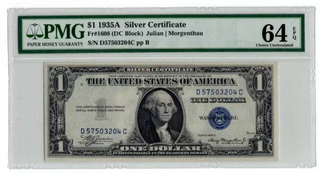 1935A $1 Silver Certificate Fr. 1608 (DC Block) - PMG 64 EPQ