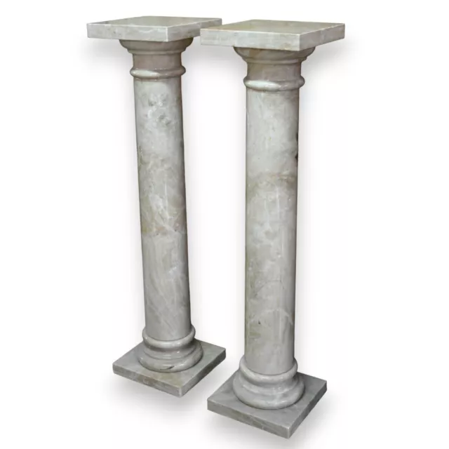 Coppia di Colonne in Marmo Botticino Fiorito Italian Interior Design H 100cm
