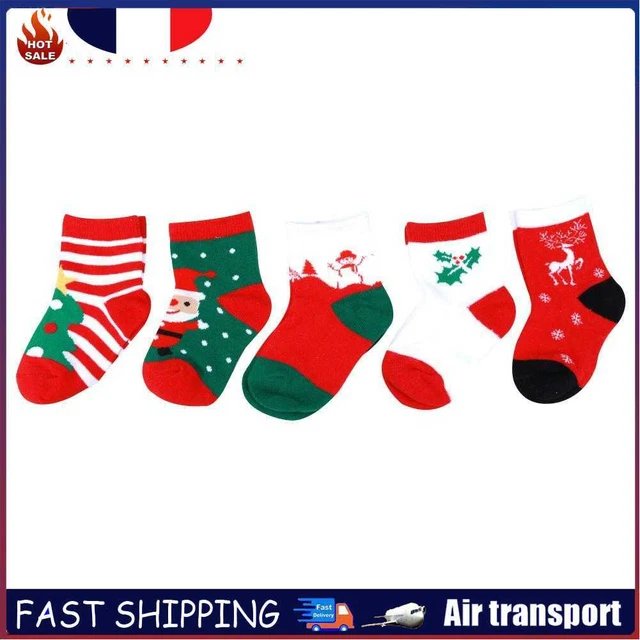5 Pairs Snowflake Deer Printed Cotton Socks Baby Kids Socks Christmas Gift