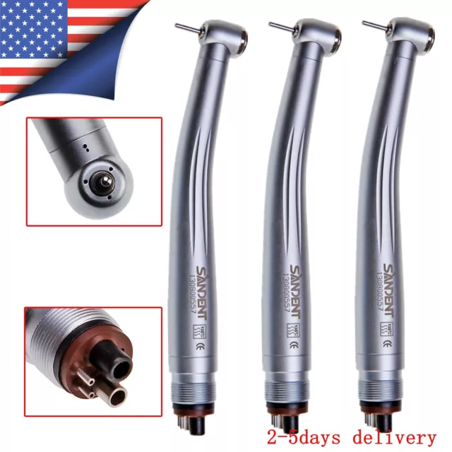 3X SANDENT NSK PANA MAX Style Dental High Speed Handpiece Push Button 4 Hole S