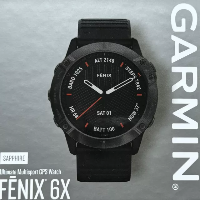 Garmin Fenix 6X Sapphire GPS-Laufuhr 51mm in OVP mit extra Armband