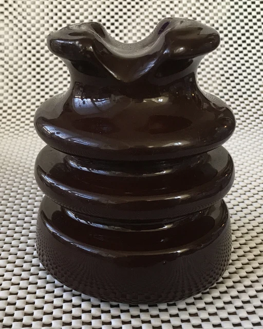 Vintage Large Brown Porcelain Insulator ~ Saddle Top ~ Unmarked