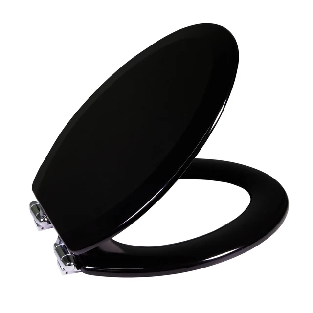 Black Slow Close Elongated Toilet Seat Plastic with Seat Bumper Renovator Supply