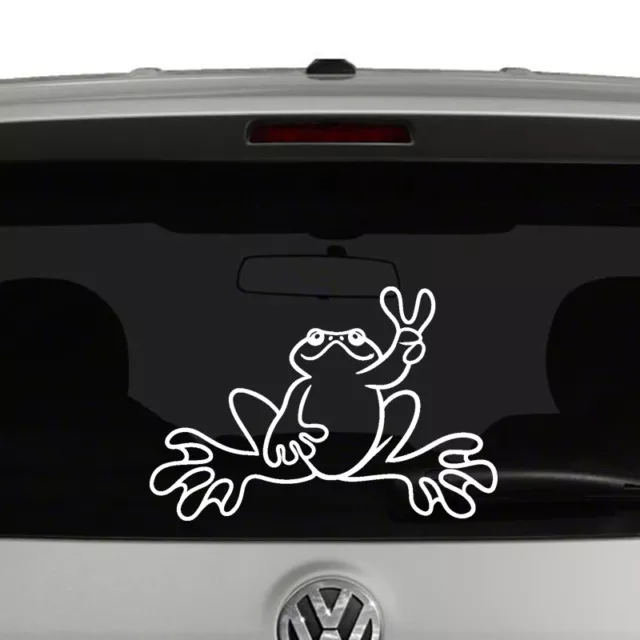 Frog Giving Peace Sign Vinyl Decal Sticker Car Window