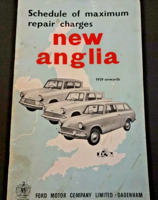 Ford New Anglia 1959 Onwards Schedule Of Maximum Repair Charges Jan1964 Booklet