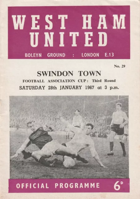 West Ham United v Swindon Town, 28 January 1967, FA Cup 3rd Round