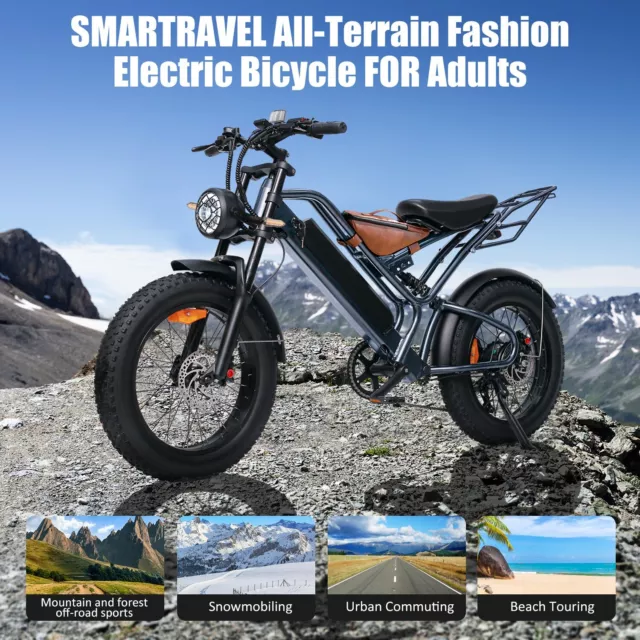 SMARTRAVEL ELECTRIC BIKE for Adults 1200W 17.5Ah 28+MPH 7 Speed e bike US ！