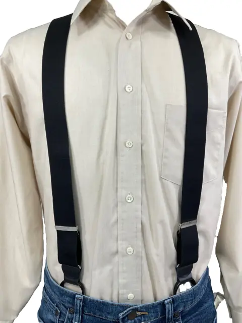 New, Men's, XL, 1.5" Adj. Black Dressy Button-On Suspenders / Braces, USA