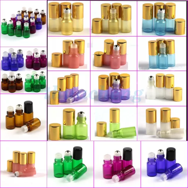 1~100X 1/2/3/5ml Glass Roller Bottles Metal or Glass  Ball Essential Oils