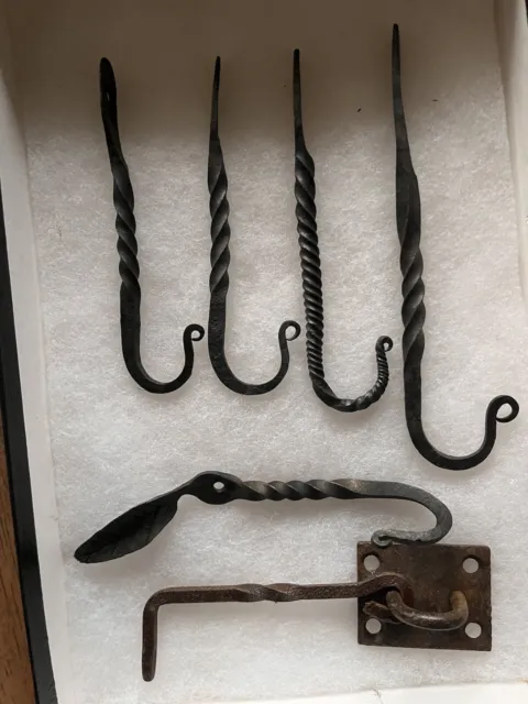 Lot Of Hand Forged New Wrought Iron Wall Hooks Latch