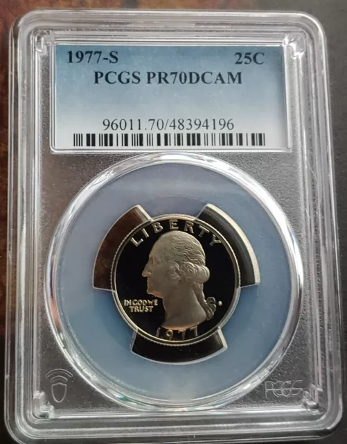 1977-S 25C Pcgs Pr70Dcam Key Date Tough Year Perfect Registry  Coin