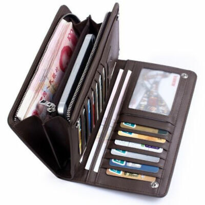 Mens  L1 Bifold Leather Zip Coin Long Wallet Multi Card Holder Purse Clutch Bag