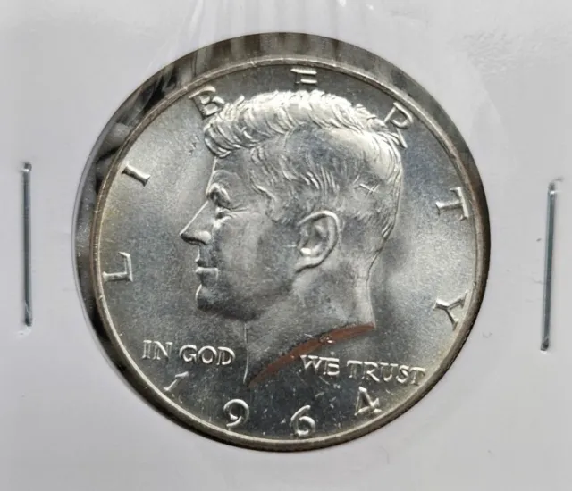 1964 US Kennedy Half Dollar 90%  Silver Coin BU.