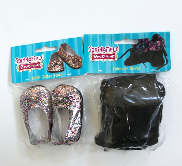 Springfield Doll Accessories Glitter Flat Shoes & Foldover Boots