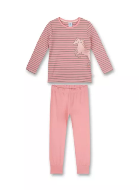 Sanetta 233083 Mädchen Schlafanzug Pyjama langarm Nachthemd Pferd Horses rosa