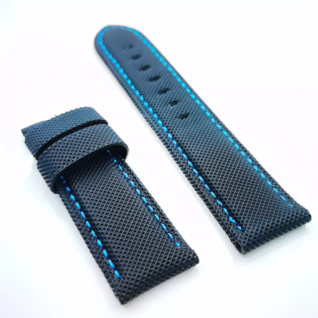 24mm / 22mm Black Soft Canvas Calf Leather Watch Band Strap for PAM Wirstwatch