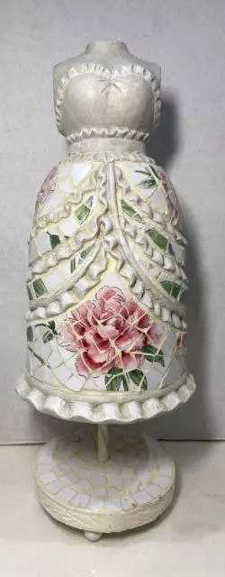 DRESS Maker Form Figure Embleshed with Ceramic Dish Pieces 7X16"
