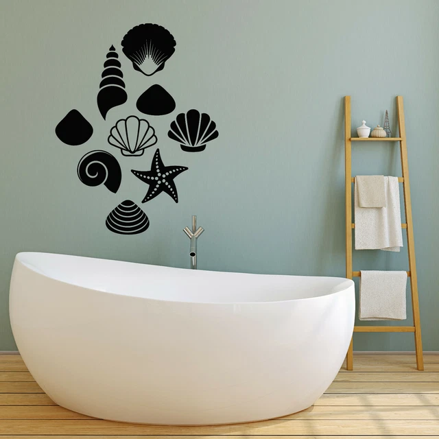 Vinyl Wall Decal Sea Ocean Seashells Bathroom Style Stickers Mural (g240)