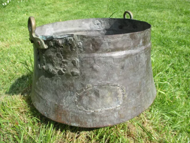 Large Hammered Copper Pot Cauldron Handmade Antique Rustic Planter