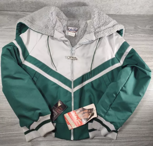 VTG Weather Tamer Winter Jacket Retro Green/Gray Size 18 Youth 80’s Chevron NWT
