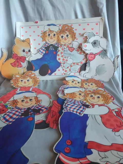 Vintage Bobbs Merrill Raggedy Ann & Andy Cut Outs  Used Set Of 7