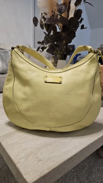 Kate Spade New York Yellow Leather Zipper Closure Hobo Shoulder Bag