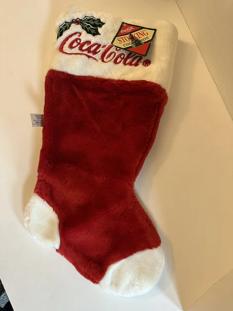 Vintage 1998 20” Plush Coca-Cola Coke Christmas Stocking