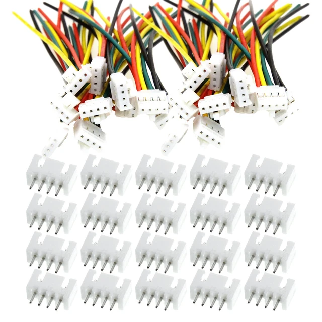 25 Paires Connecteurs JST PH 2.0mm 4 Broches Avec Câbles 15cm - Mâle Et Femelle - Pour Arduino, Drones, Robots