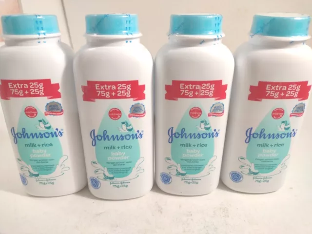 Lot 2 Johnsons Baby Powder TALC Milk & Rice 100 g, 3.5 oz New & Sealed Exp. 3/25