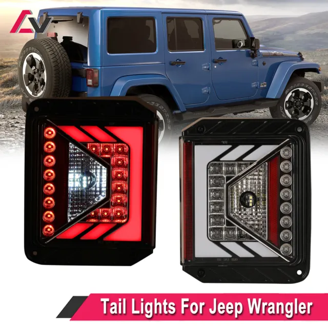 For Jeep Wrangler 2007-2018 LED Tail Lights Pair Rear Brake Turn Signal Lamps