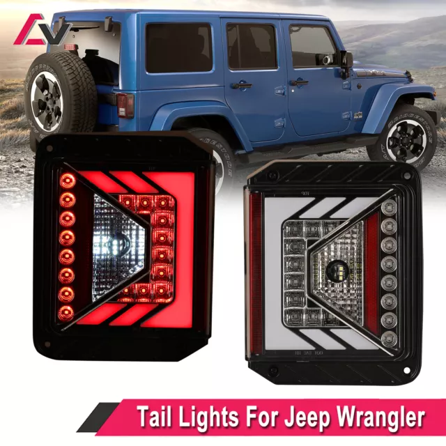 For Jeep Wrangler 2007-2018 LED Tail Lights Pair Rear Brake Turn Signal Lamps