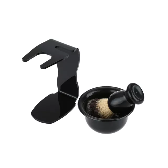 Shaving Brush Kit Shaving Frame Base +Shaving Soap Bowl +Shaving Bowl Black Z1B6