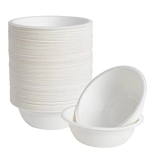 ECOLipak 150 Pack 12 oz Paper Bowls, Disposable Compostable Bowls Heavy-Duty