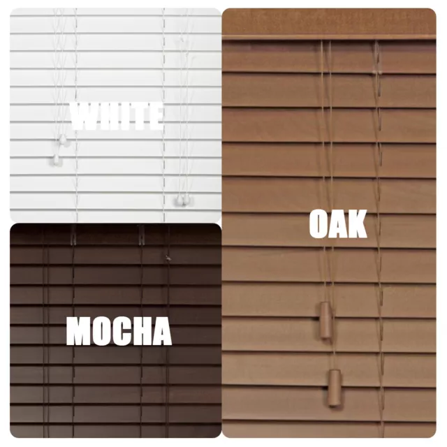 Timber Venetian Blinds 50mm Slats Window Blinds Privacy Shade in Mocha Oak White 3