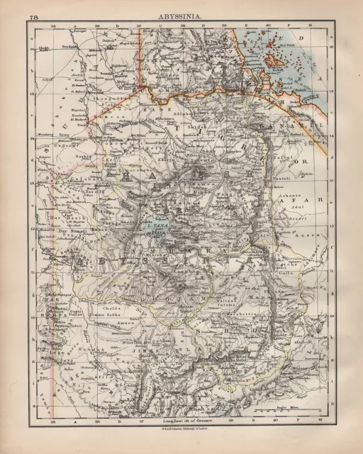 1900 Victorian Map ~ Africa ~ Abyssinia Habesh