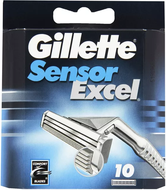 Gillette Sensor Excel Rasierklingen Original, 10 Ersatzklingen,Doppelklinge,OvP