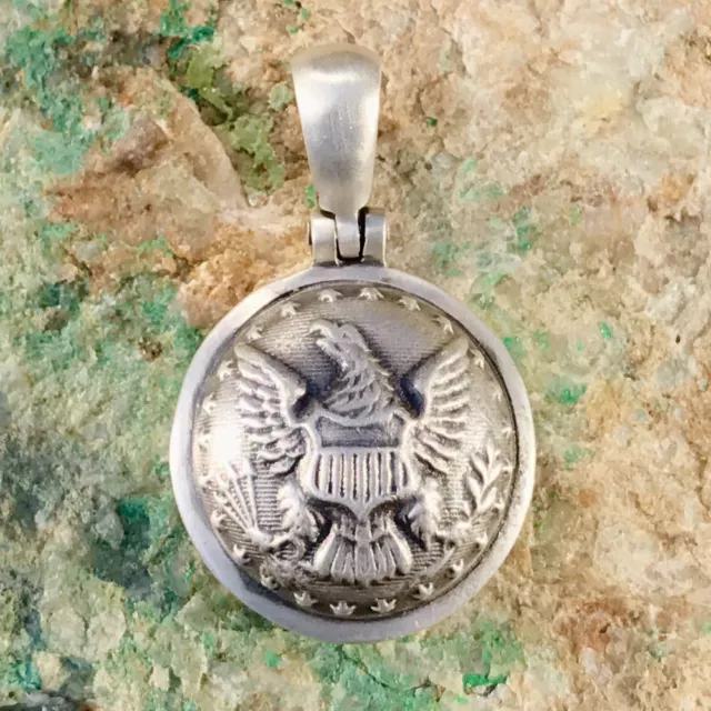 Sterling Silver Union Staff Officer Button Civil War Relic Pendant