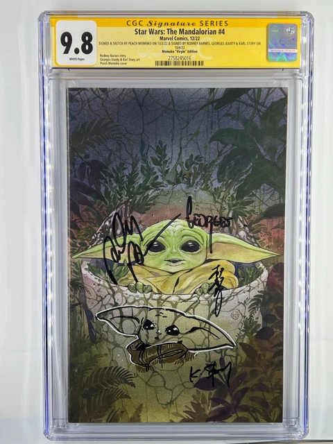 Star Wars The Mandalorian #4 Virgin Peach Momoko Sketch / Remark Signed x4