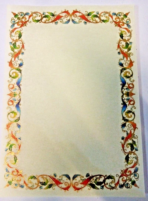 Foglio carta pergamena decorata , formato A4 cm 21x30 , 160 grammi