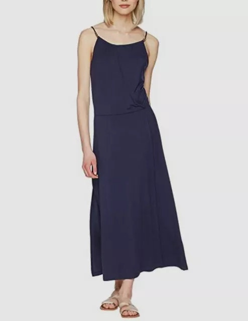 $295 Heidi Klein Women's Blue Cote Sauvage Drop Waist Cover-Up Maxi Dress Size L
