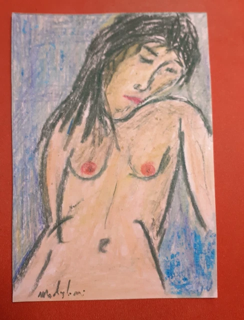 Quadri Disegno Su Tela Nudo Donna Dipinto A Mano Bello 9 X 13 Arredo Casa