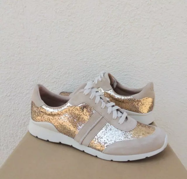 UGG JAIDA SILVER Glitter Suede Leather Sneakers Women Us 6 Eur